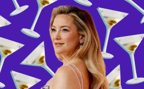 Kate Hudson in front of dirty martinis