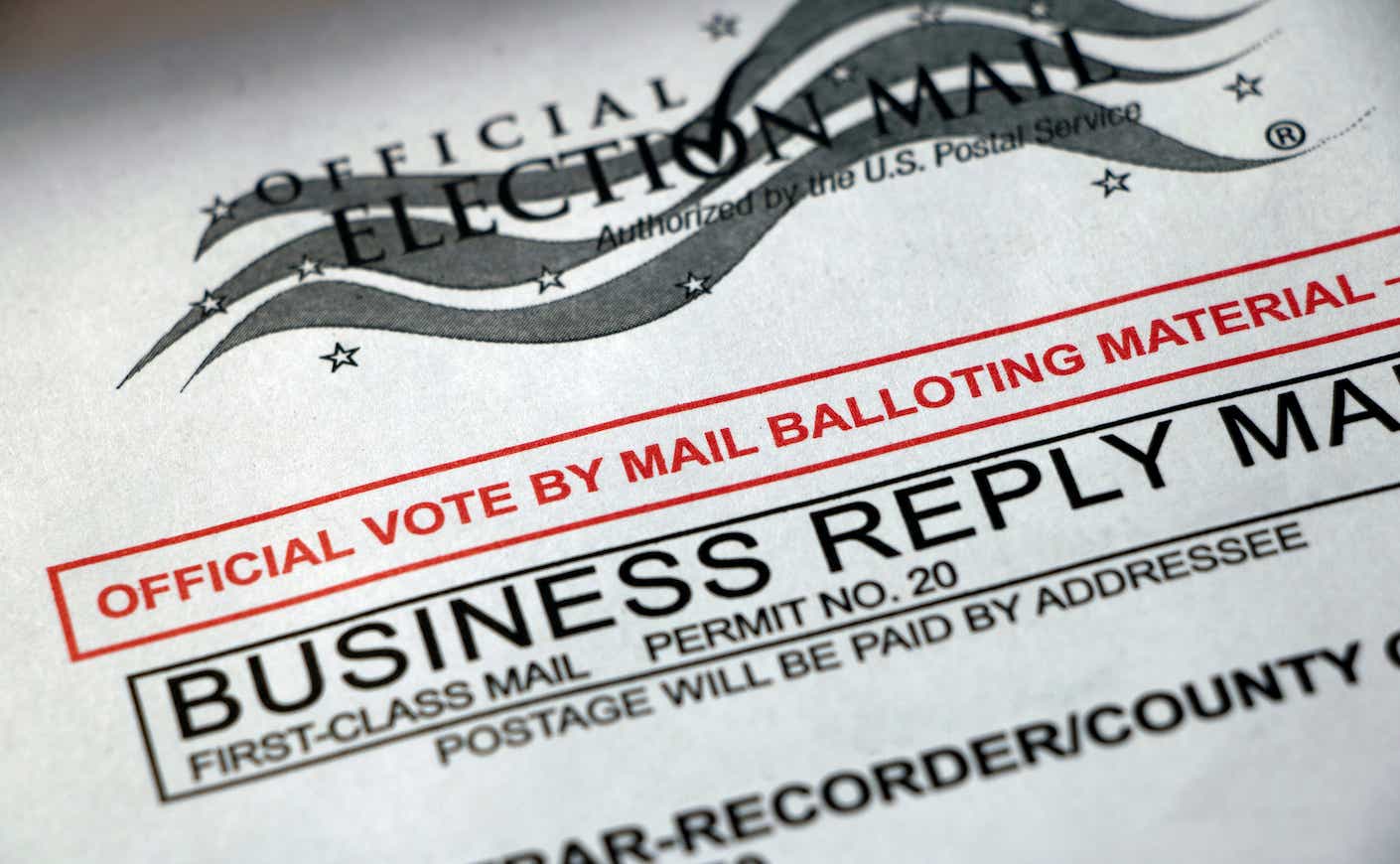 Closeup of Vote by Mail envelope
