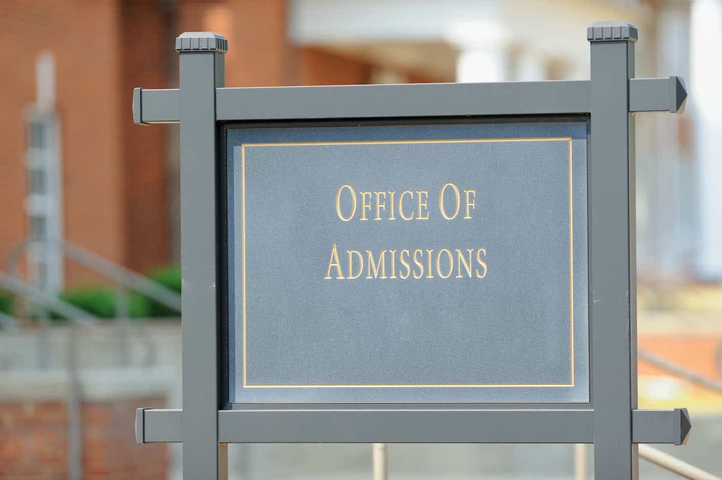Office of admissions street sign