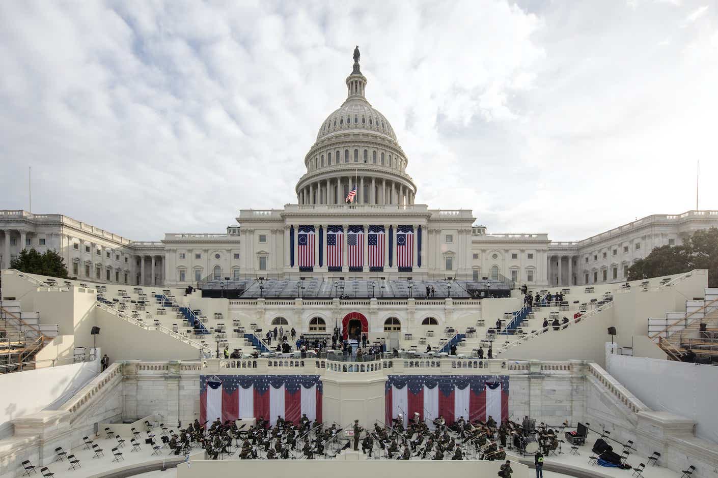 Presidential Inauguration Rehearsal Held At US Capitol Building