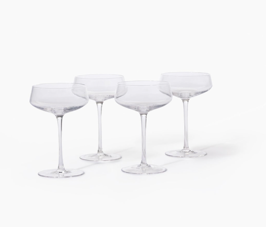 Set of Four Coupe Glasses by Leeway Home glass