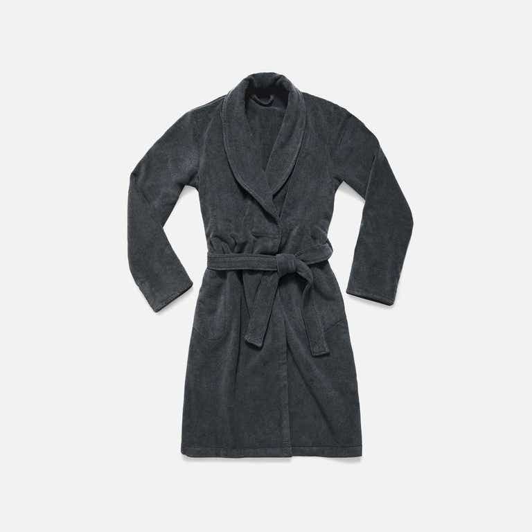 gray bathrobe