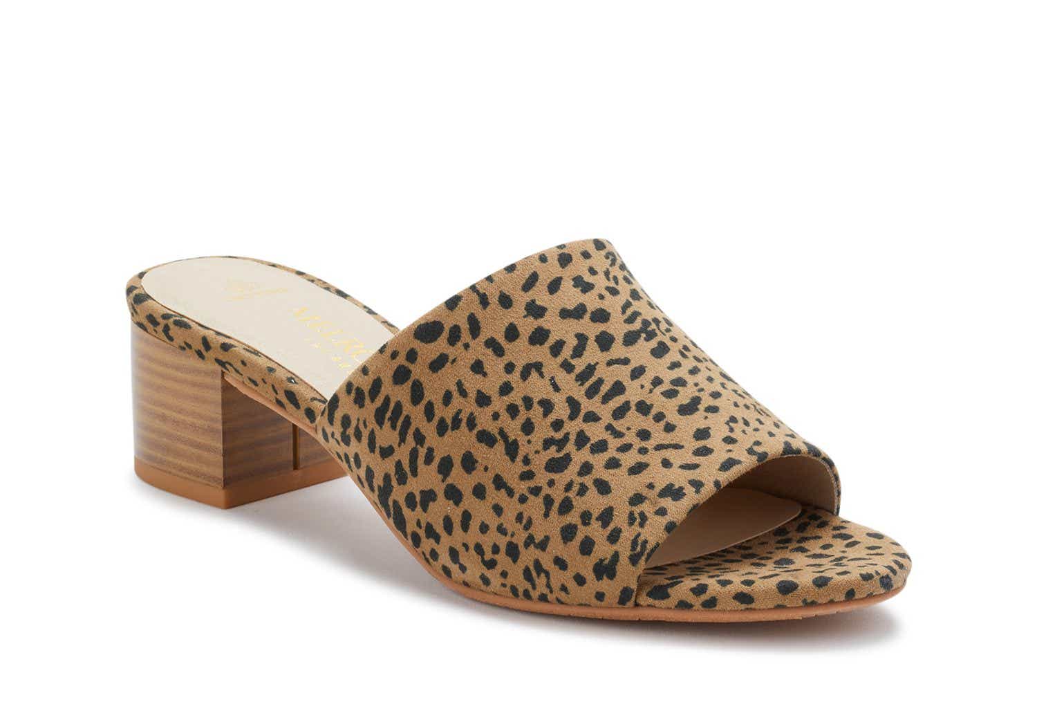 Walmart Melrose Ave Vegan Suede Cheetah Block Heel Slide Sandals (Women's)