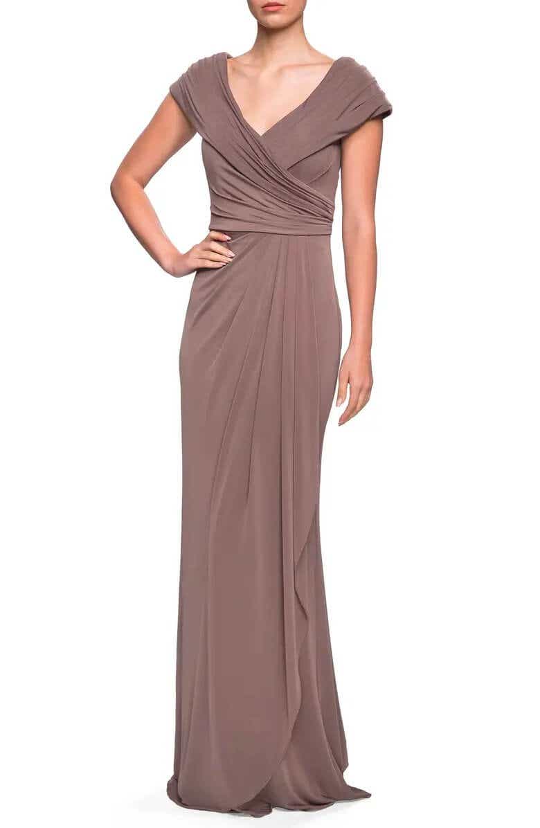 Ruched Jersey Column Gown LA FEMME