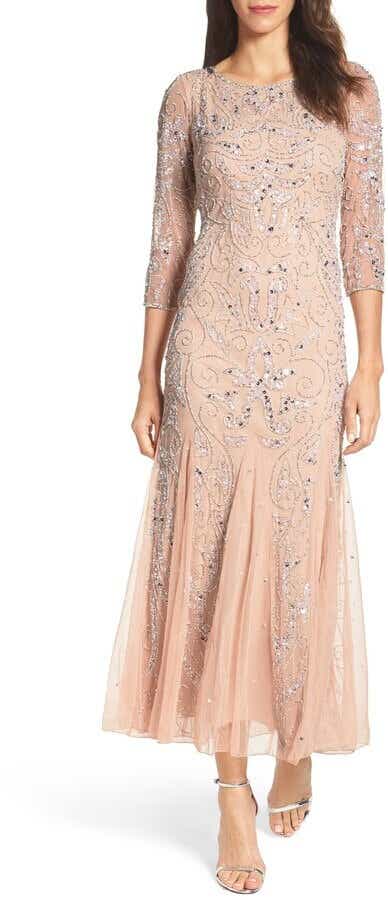 Illusion Sleeve Beaded A-Line Gown PISARRO NIGHTS