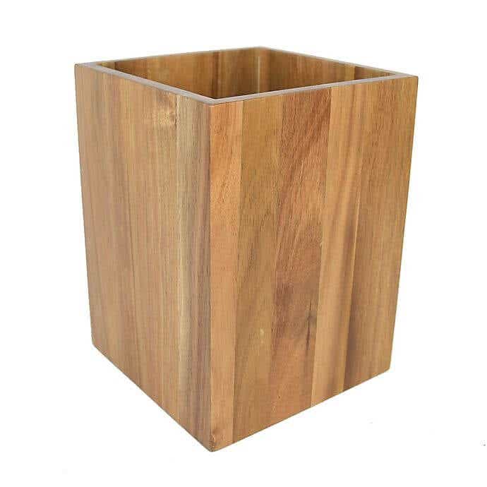 acacia trash can