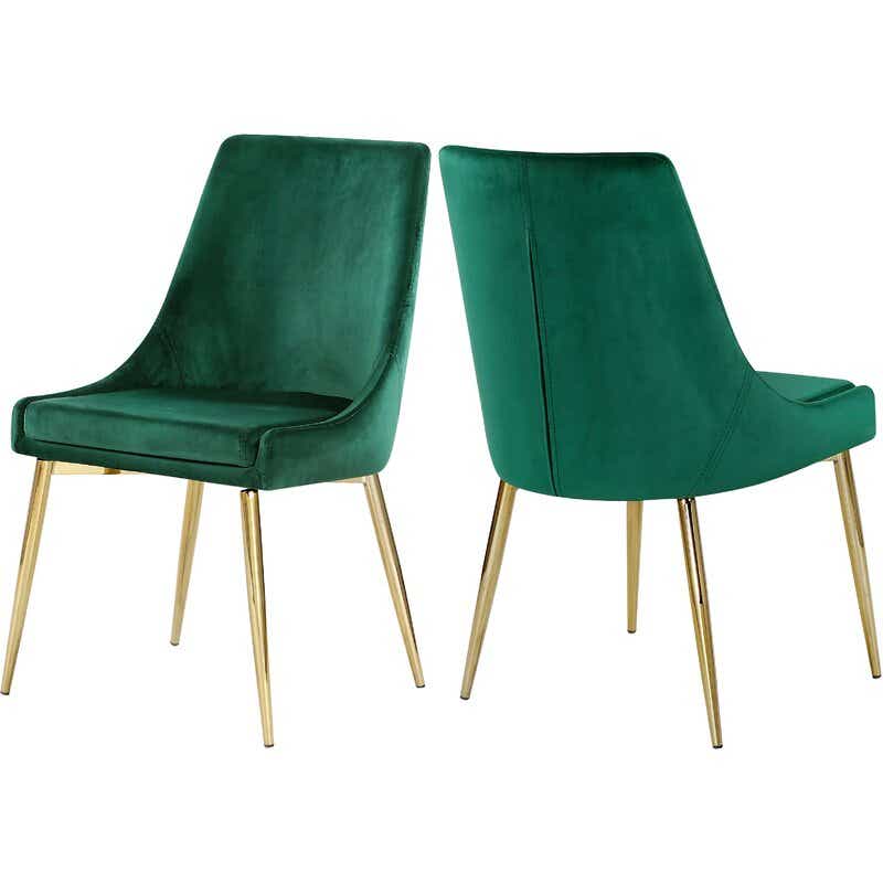 green and gold dining chairs