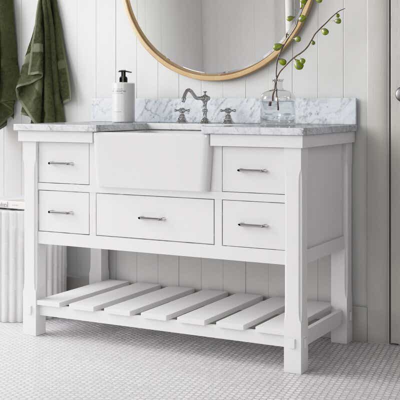 bathroom vanity in white