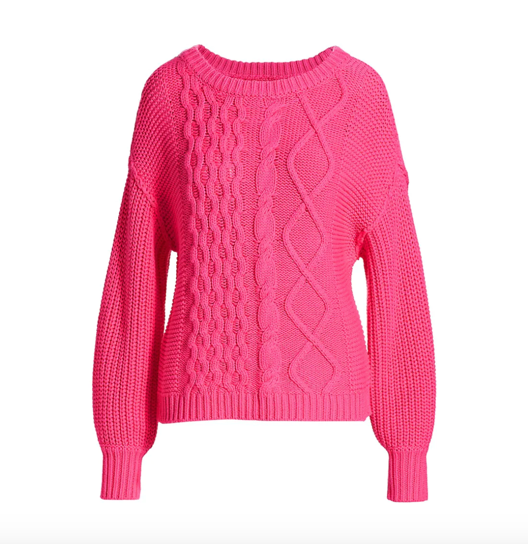 pink cable knit