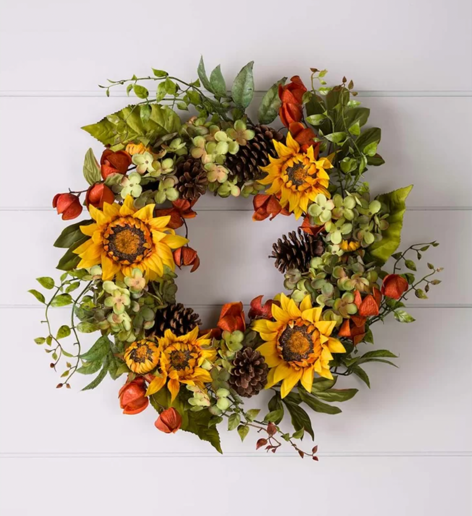 Sunflower and Hydrangea 22" Wreath