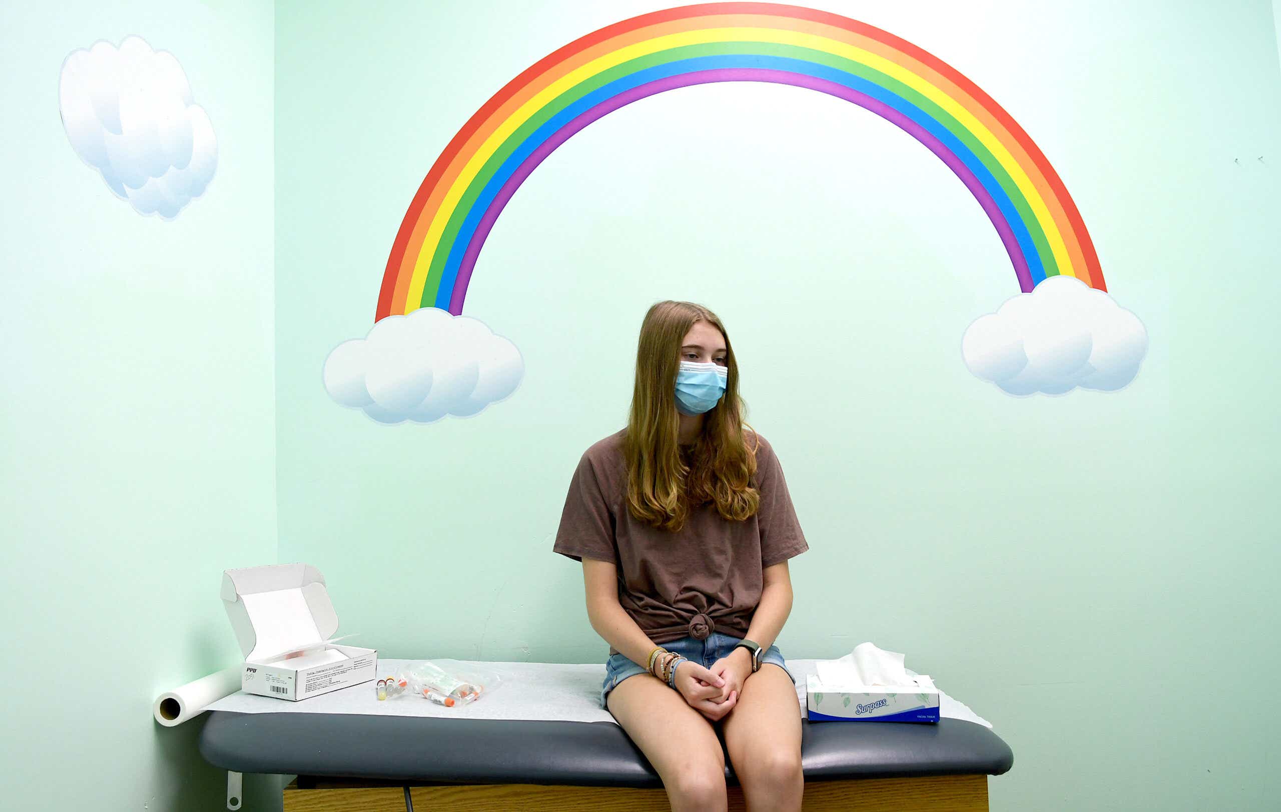Brooke Stroud, a 16-year-old patient, awaits blood testing