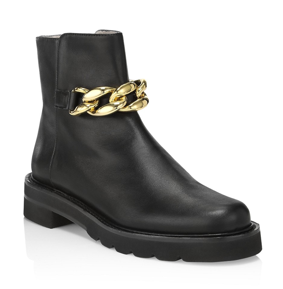 Lift Chain Leather Combat Boots by Stuart Weitzman