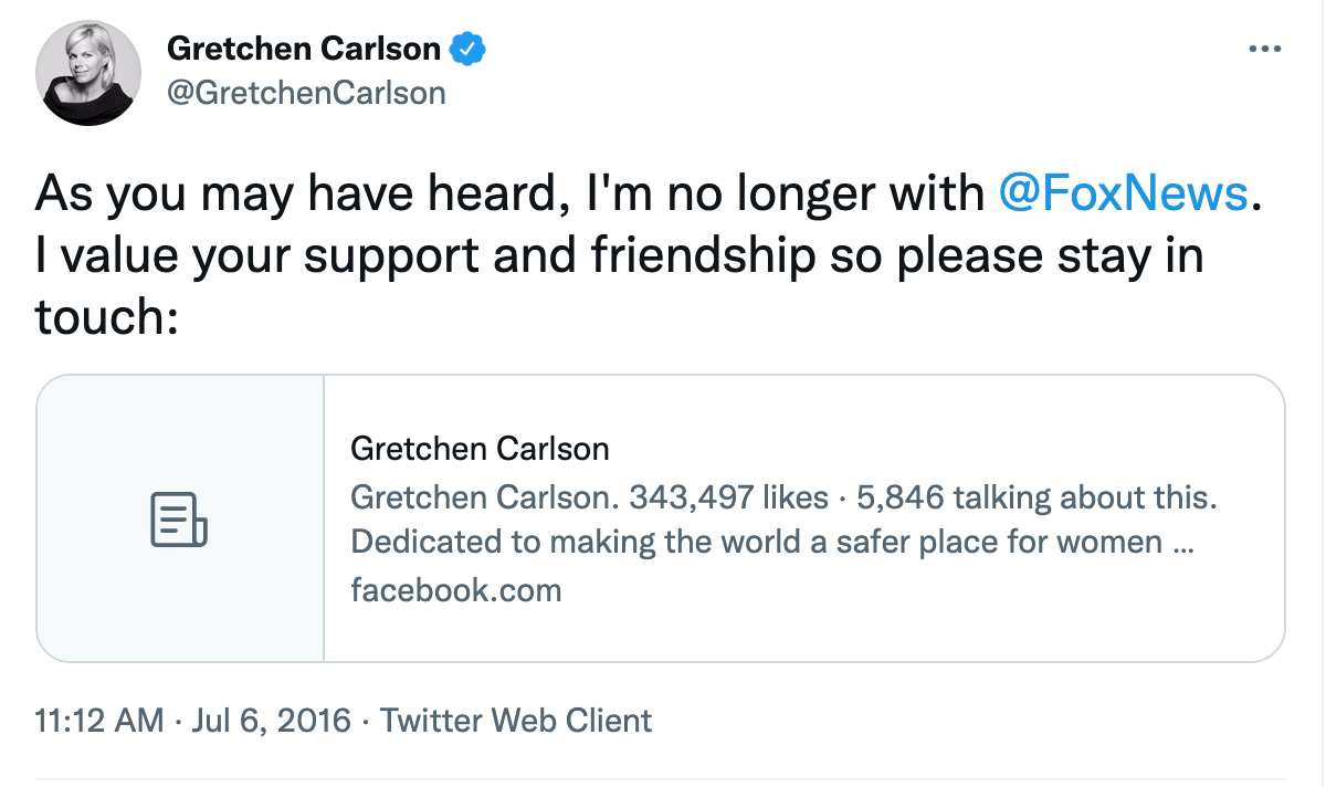 Gretchen Carlson Tweet