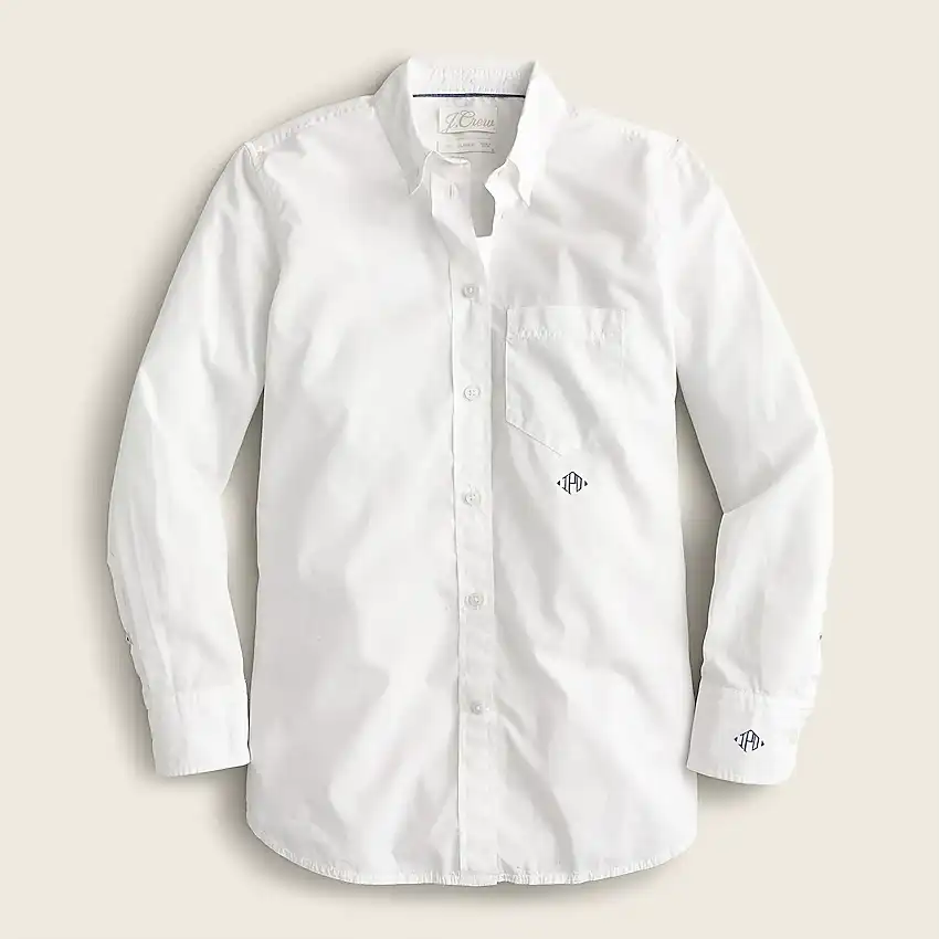 J.Crew white classic-fit washed cotton poplin shirt