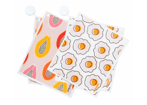 Papaya Reusable Paper Towel Set- Mod Papaya