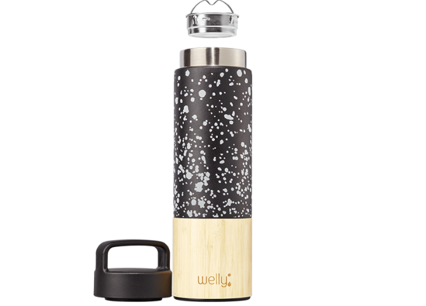 Bamboo Traveler 12oz - Black  Vacuum Insulated Stainless Steel by Welly