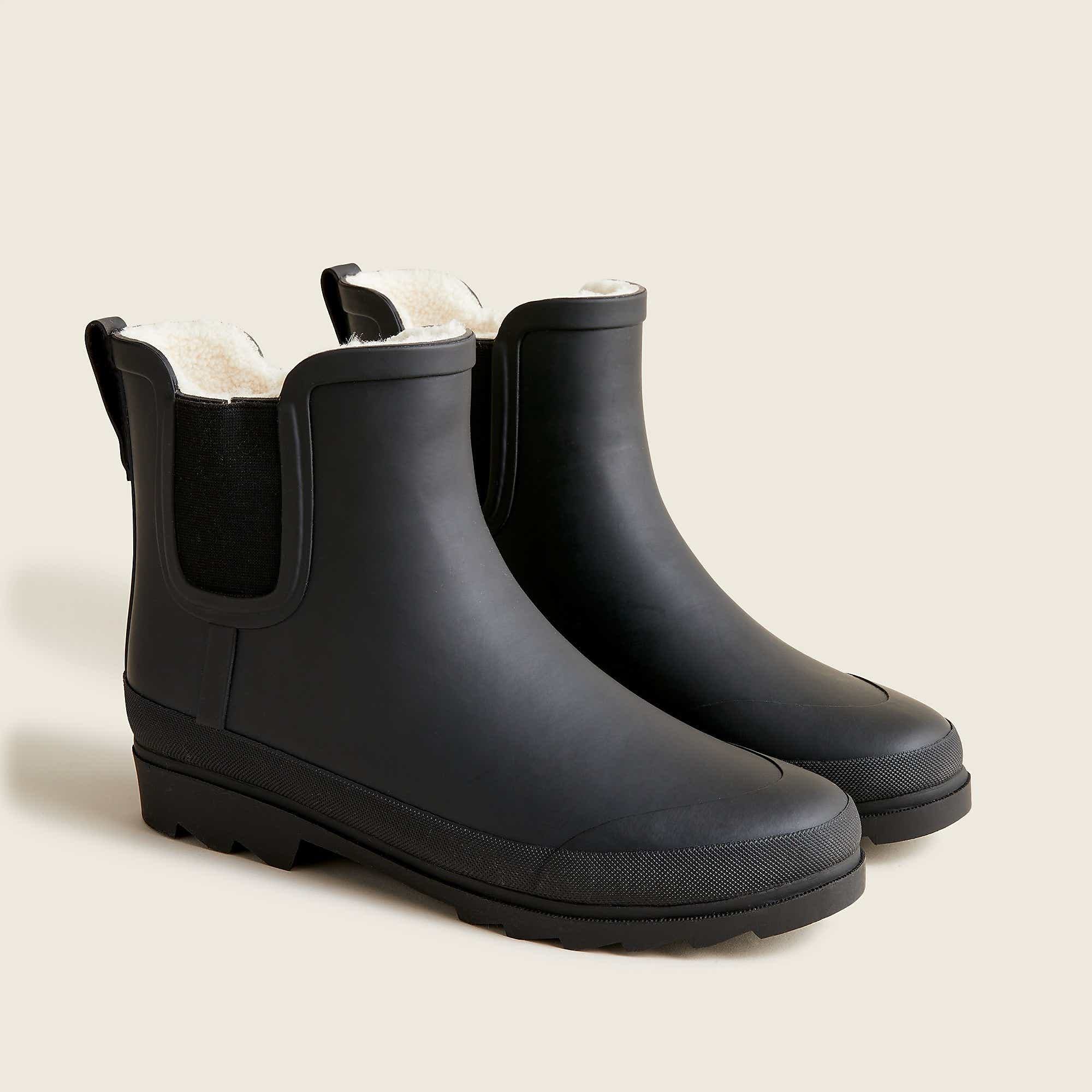 vlack Sherpa-Lined Chelsea Rain Boots by J.Crew