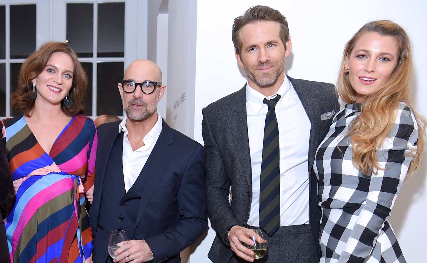 Stanley Tucci and Ryan Reynolds with their wives