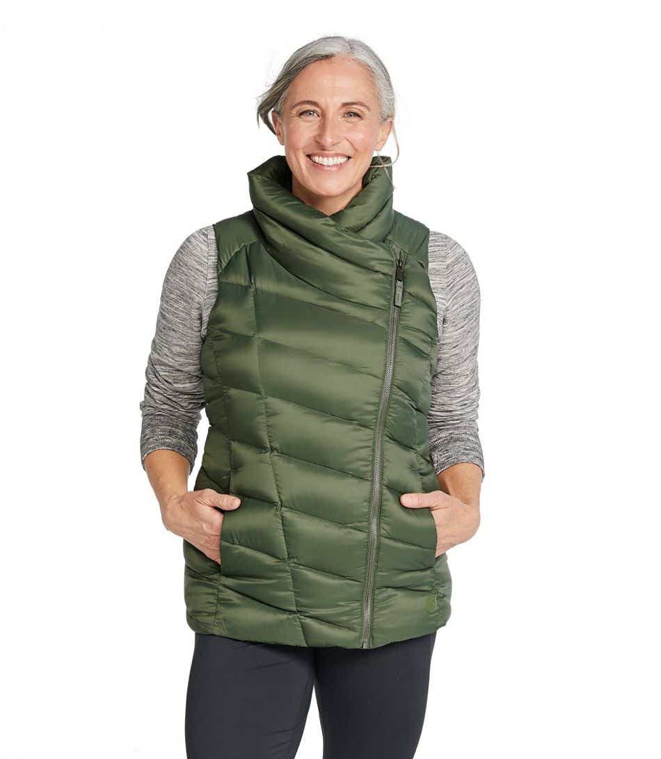 L.L.Bean Women's Boundless Down Puffer Vest in Thyme Green