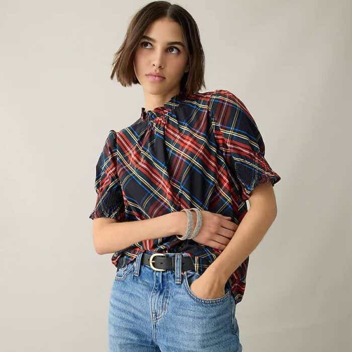 jcrew tartan top