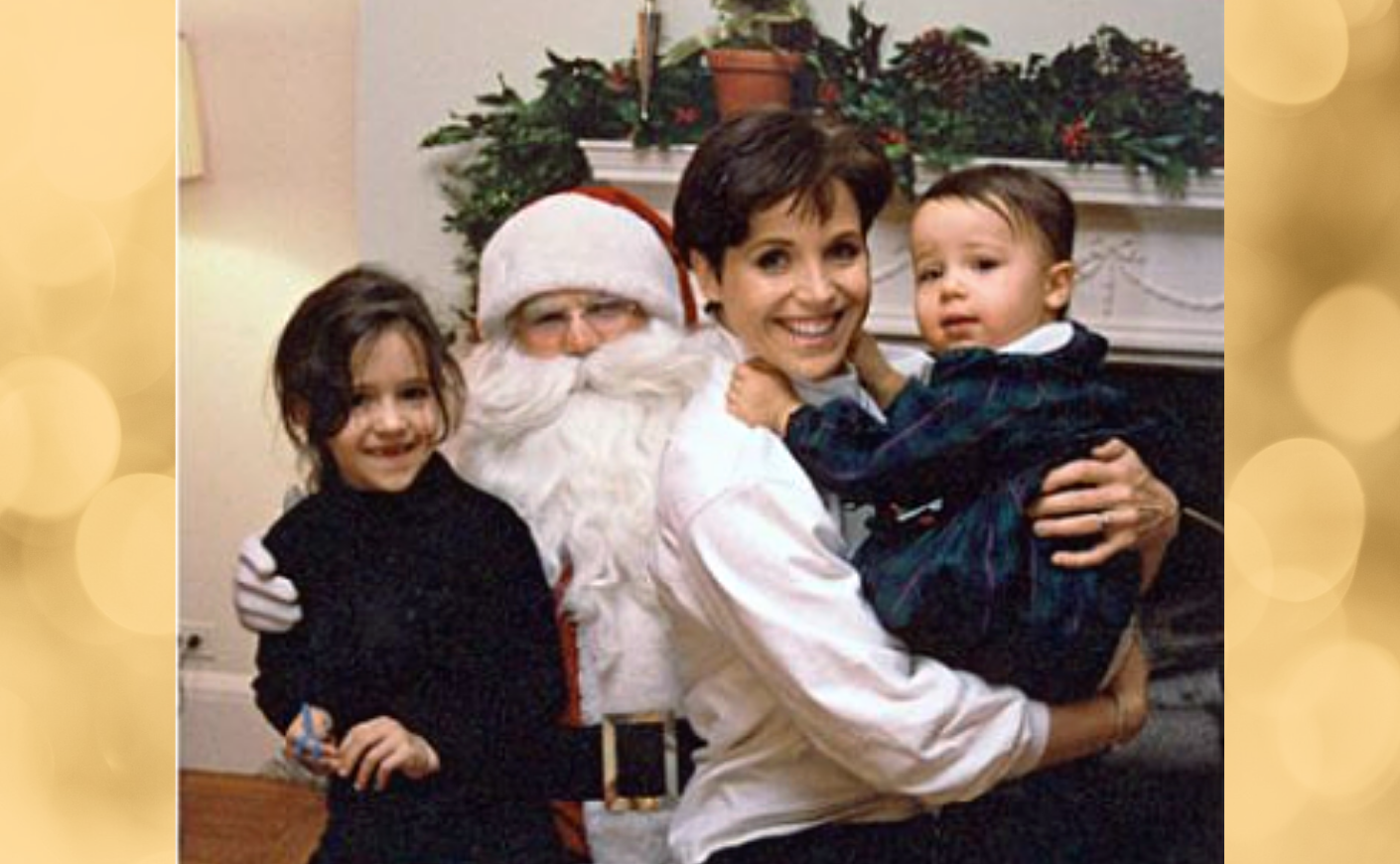 katie couric with her two daughters and santa claus