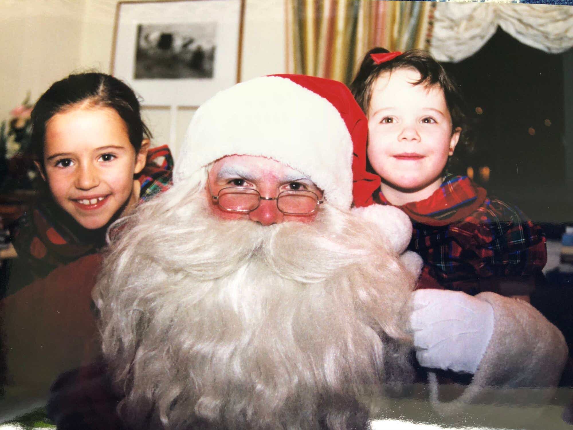 Carrie and Ellie with Santa