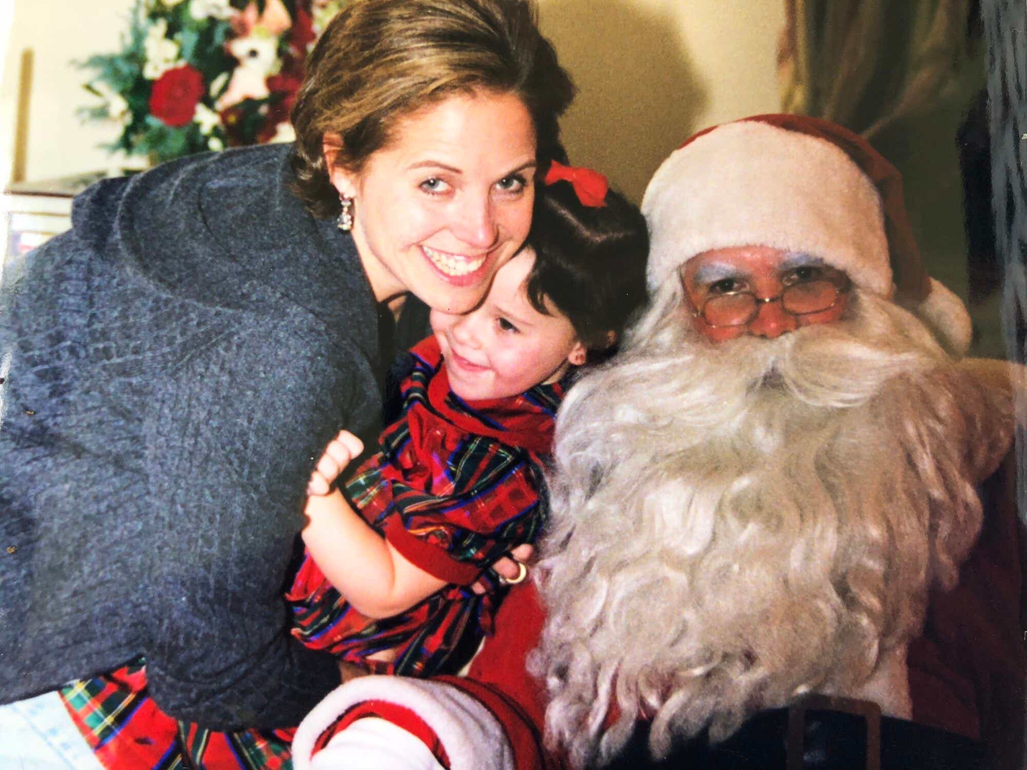 Katie and Carrie with Santa