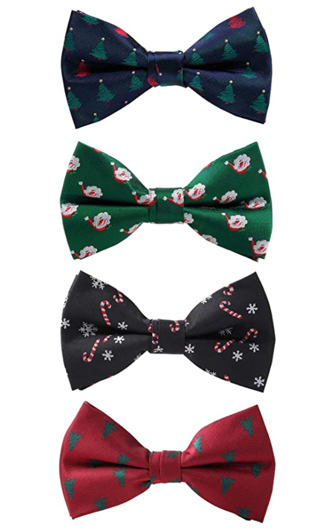 Men's Christmas 4-Piece Bow Tie Set