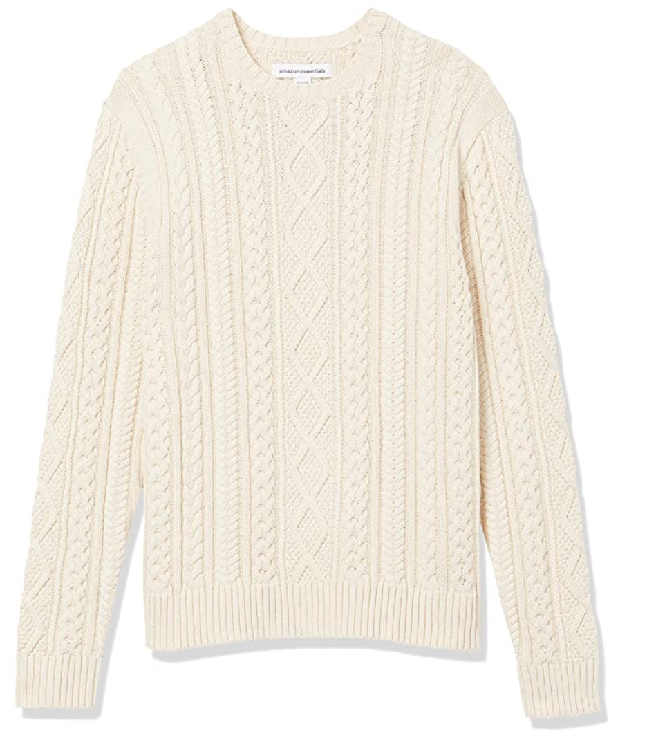 Men's Cotton Fisherman Cable Crewneck Sweater