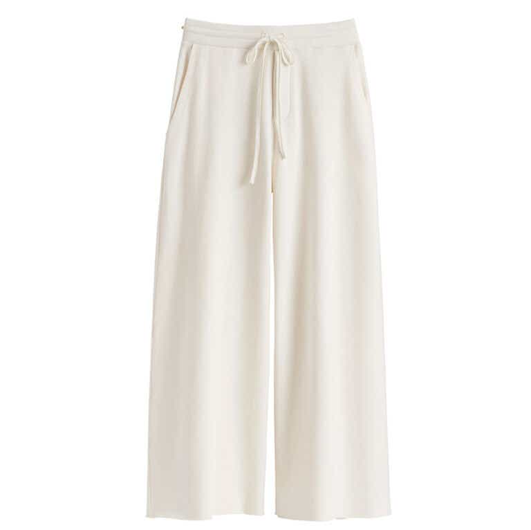 Cuyana French Terry Wide-Leg Cropped Pant in Core