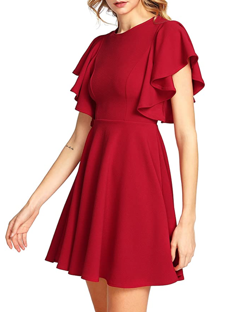 Stretchy A Line Swing Flared Skater Cocktail Party Dress