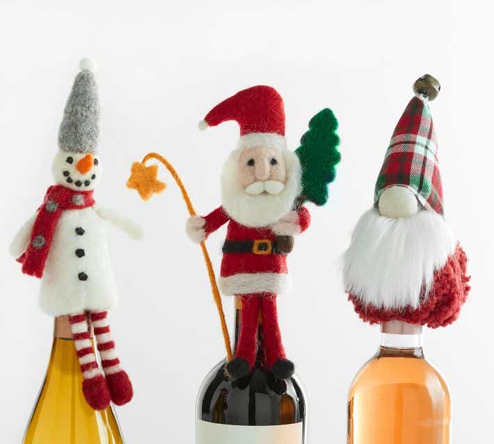 Christmas wine toppers