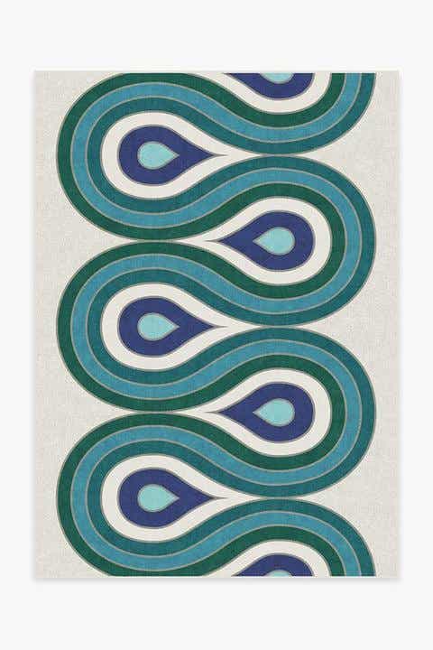 peacock curve design rug