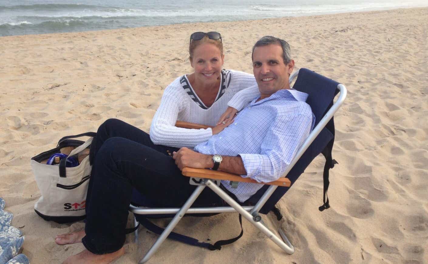 katie couric and john molner on the beach