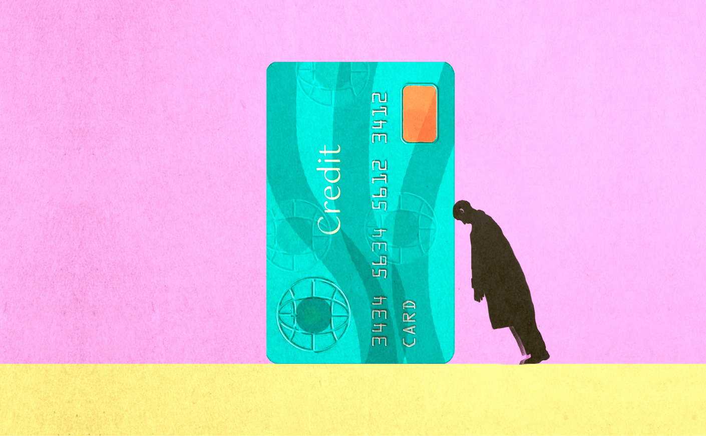 man leaning against credit card