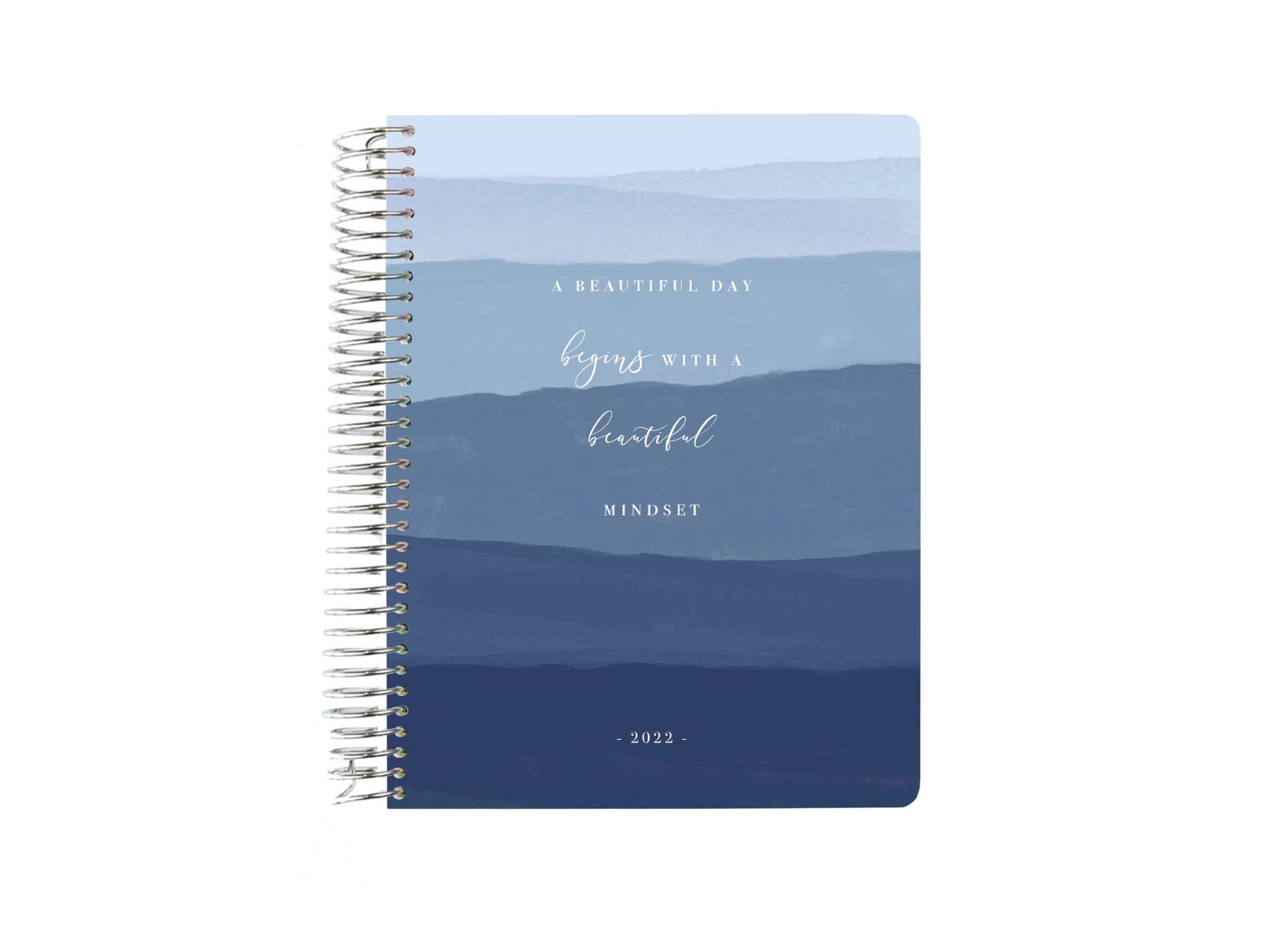 blue gradient planner "a beautiful day begins with a beautiful mindset"
