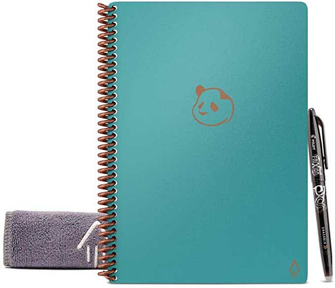 electronic planner in teal with panda on the cover