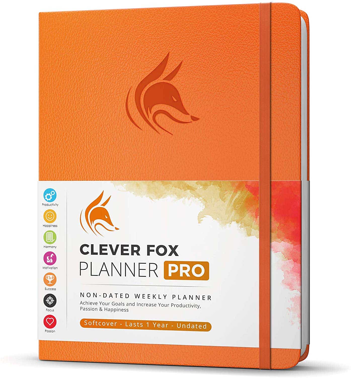orange planner with a fox on the front