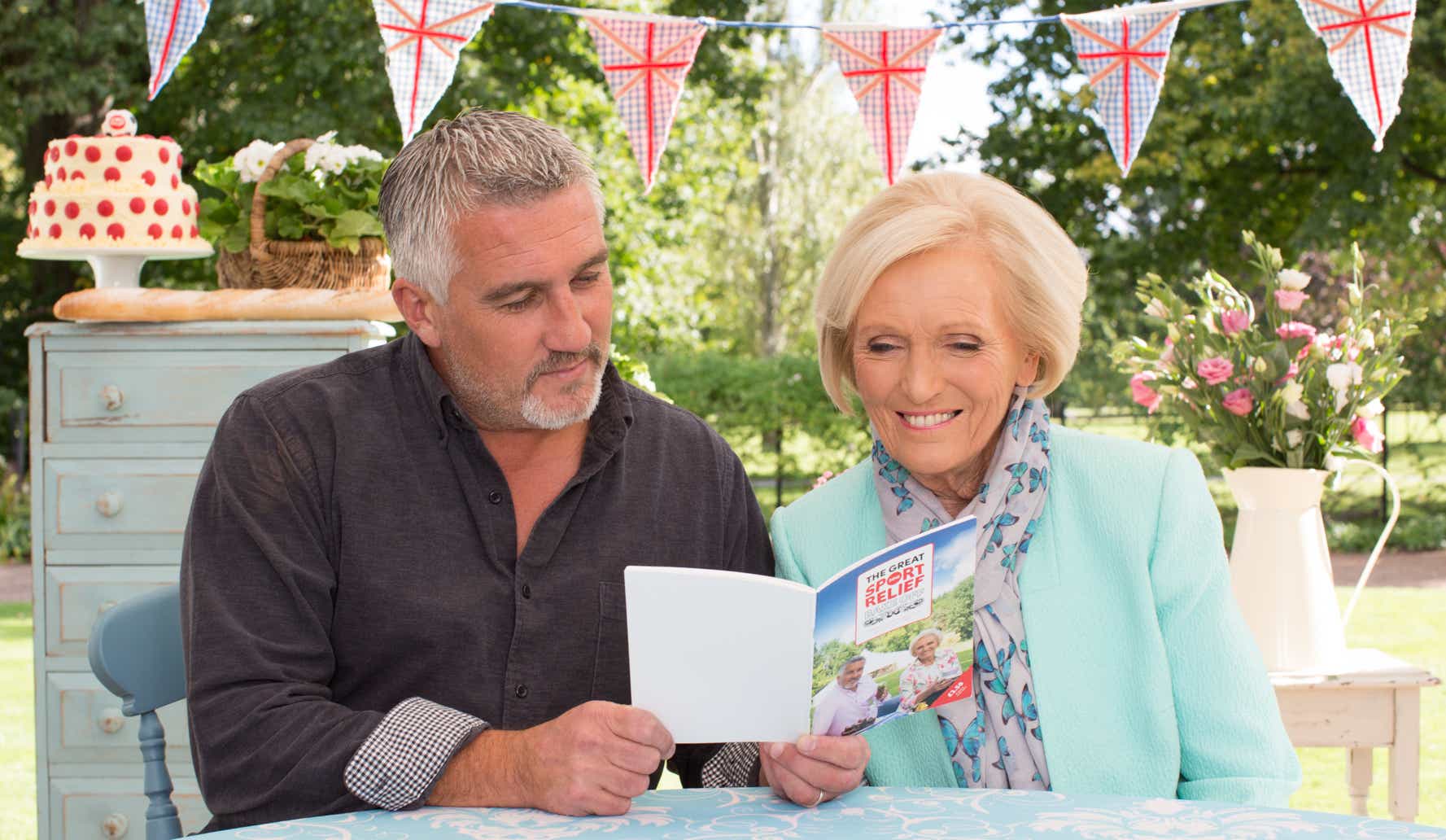 Judges, Paul Hollywood (left) and Mary Berry (right) of the comic relief special episode of the 'Great British Bake Off'