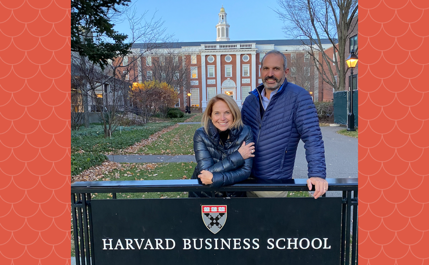 Katie Couric and John Molner at Harvard Business School