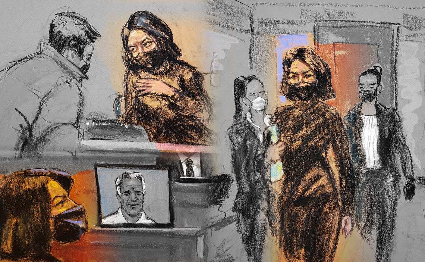 courtroom drawings of Ghislaine Maxwell