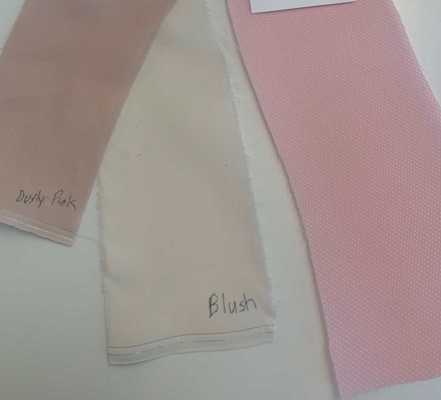 fabric swatches in different shades of pink