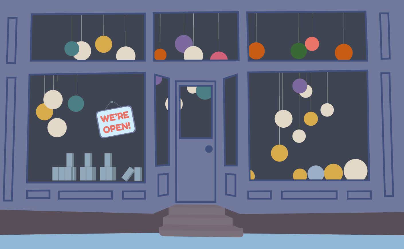 illustration of a store open on new years day