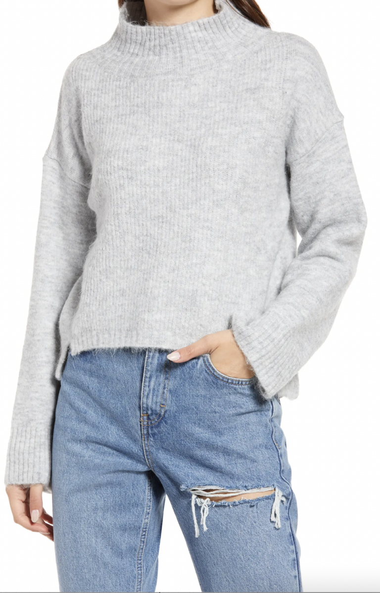 Mock Neck Crop Sweater by Topshop