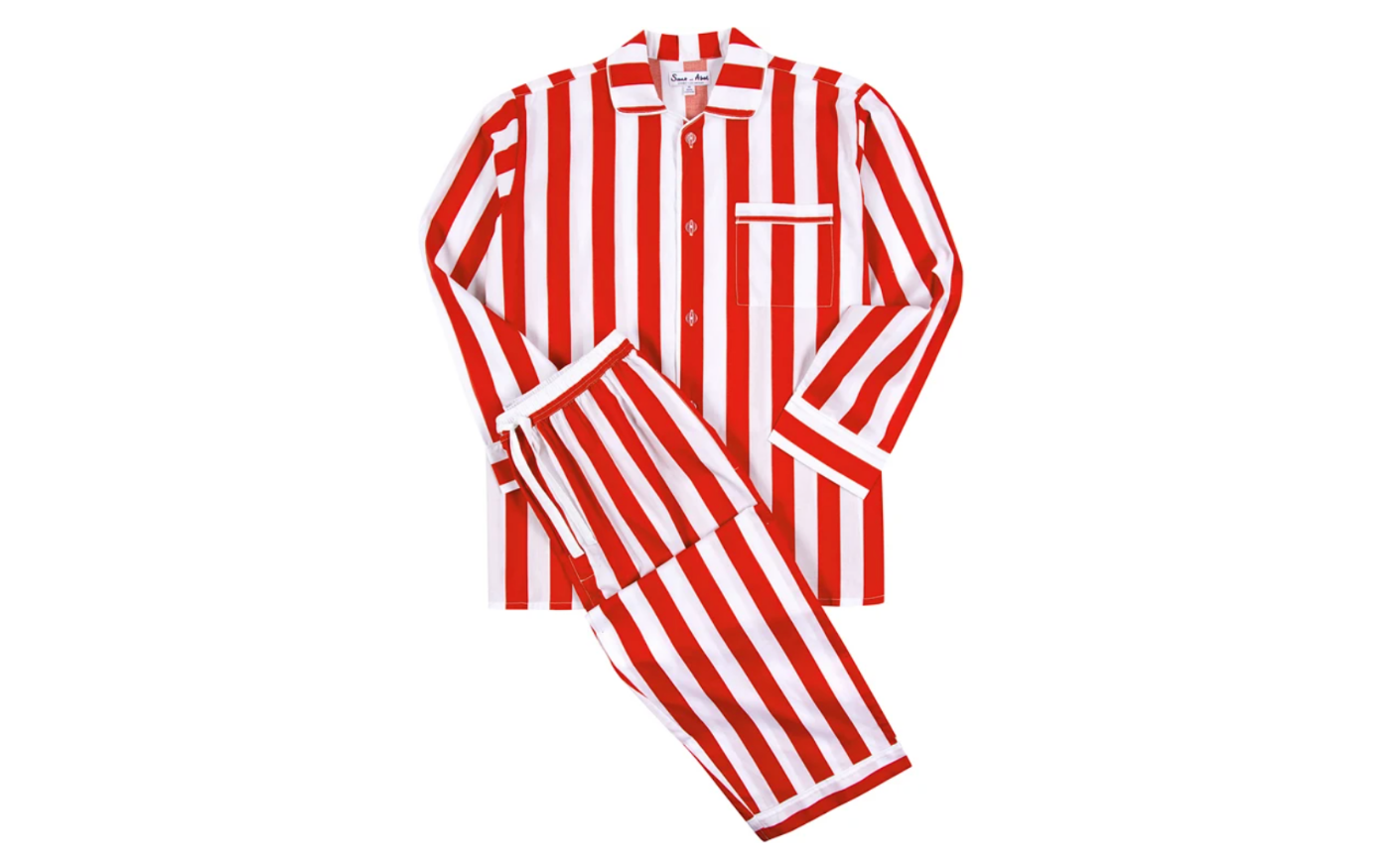 Sant and Abel red and white striped pajamas
