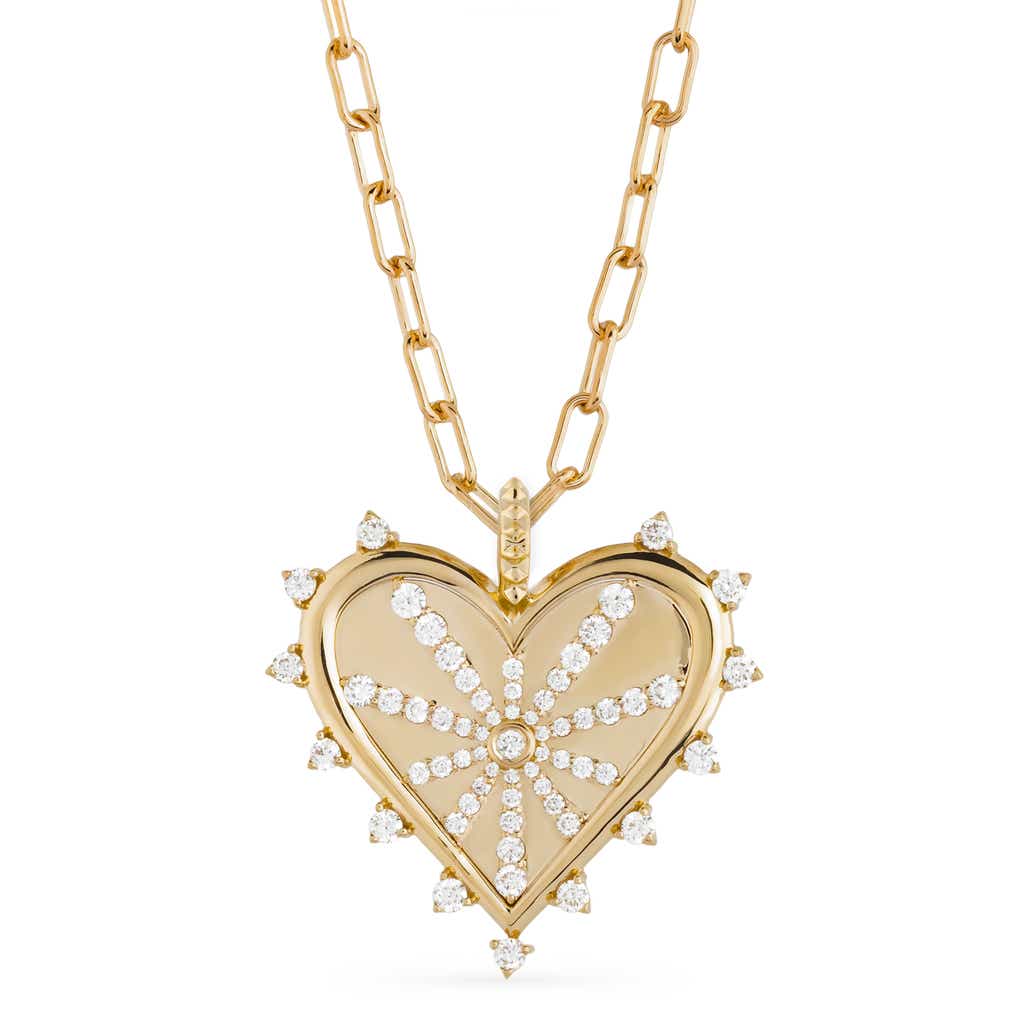 Marlo Laz's spiked heart necklace with diamonds