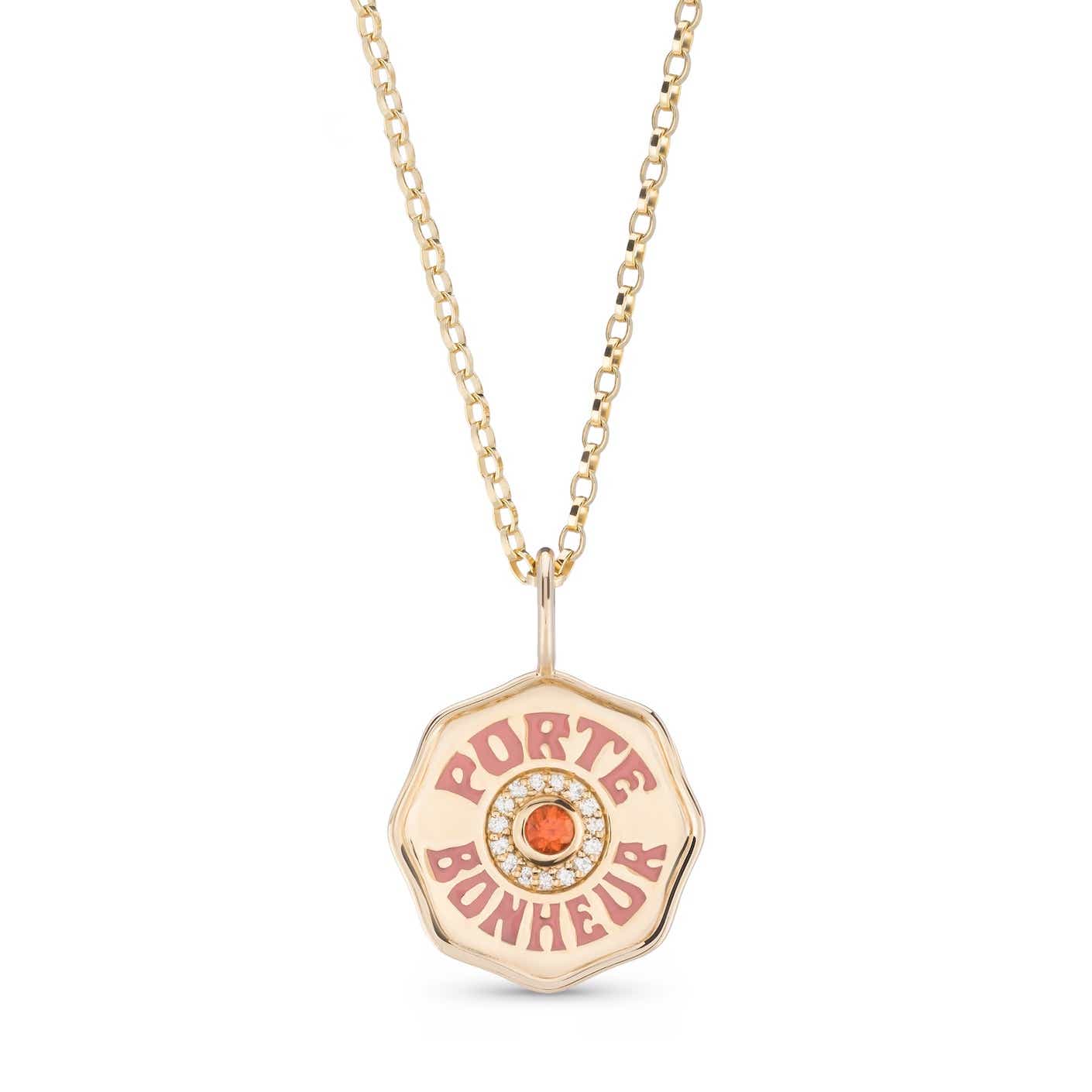 Marlo Laz Pave Initial Coin Necklace