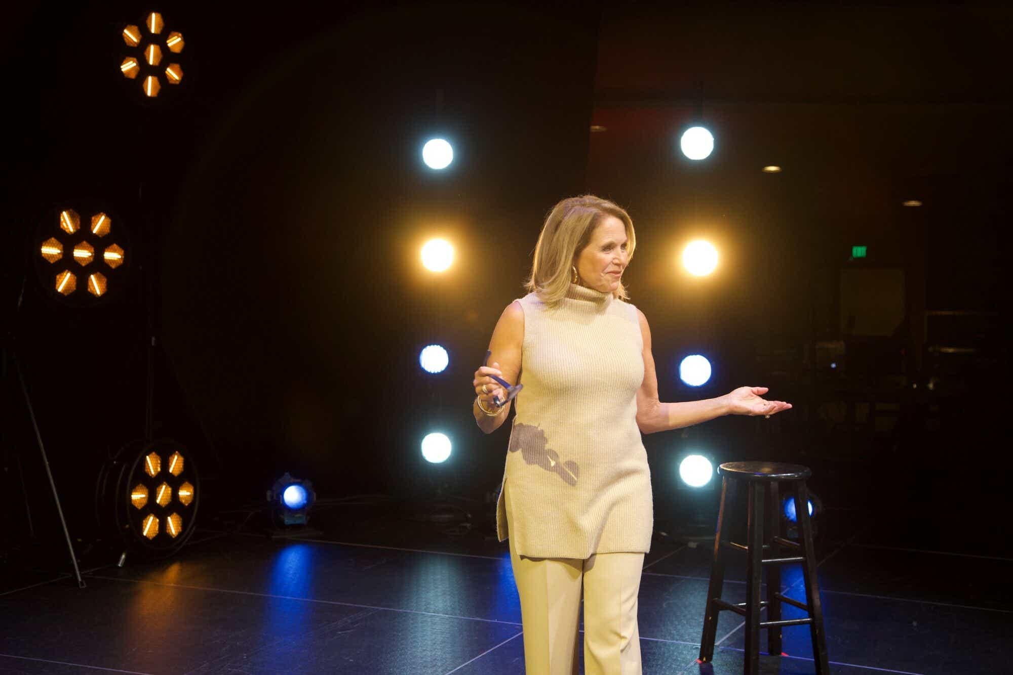 Katie Couric cream outfit Going There tour
