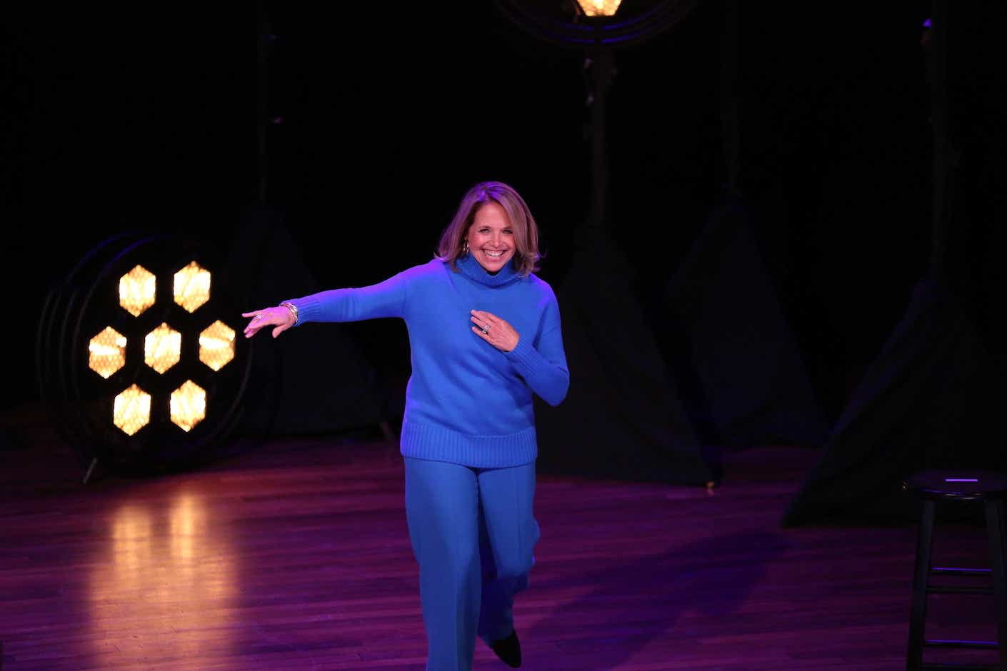 Katie Couric blue outfit Going There tour
