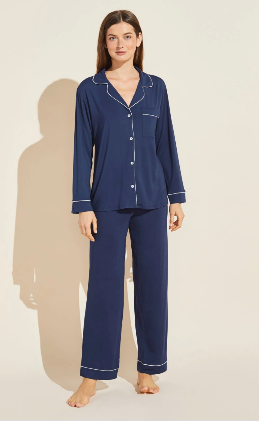 Navy blue long sleeve pajama set